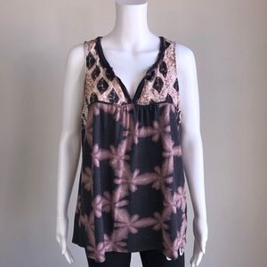 Akemi + Kin Anthro Floral Tie Dye Leaf Top